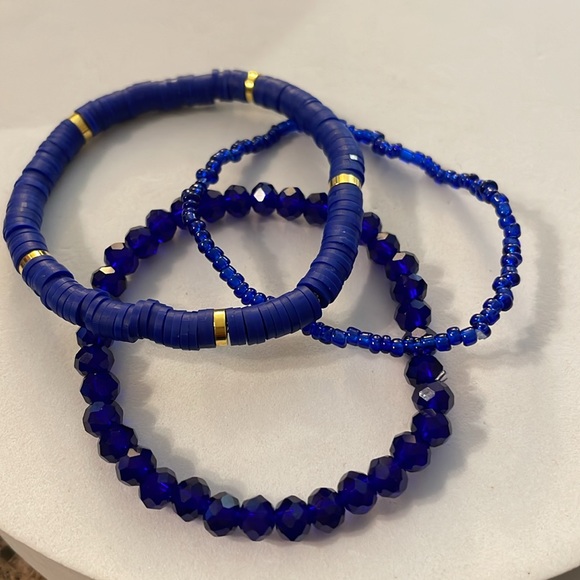 Royal Blue Beaded Bohemian Bracelets - Picture 3 of 7